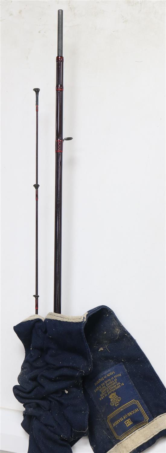 A Hardy fishing rod and tackle